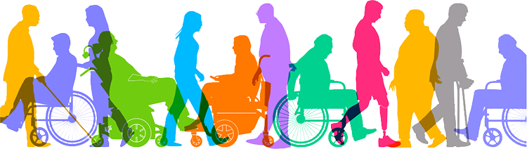 colorful silhouettes of people with disabilities
